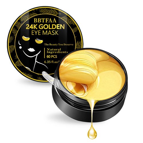 BBTFAA Under Eye Masks (24K Gold) for Puffy Eyes & Dark Circles Treatments-30Pair Under Eye Patches for Hydrating and Moisturizing and Smooth Wrinkles,Improve and Firm Eye Skin