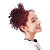 LEEWIN Ombre color Afro Puff Drawstring Ponytail Hair bun Synthetic Short Afro Kinkys Curly Afro Bun Extension Hairpieces Updo Hair Extensions with Two Clips (1B/Burg)