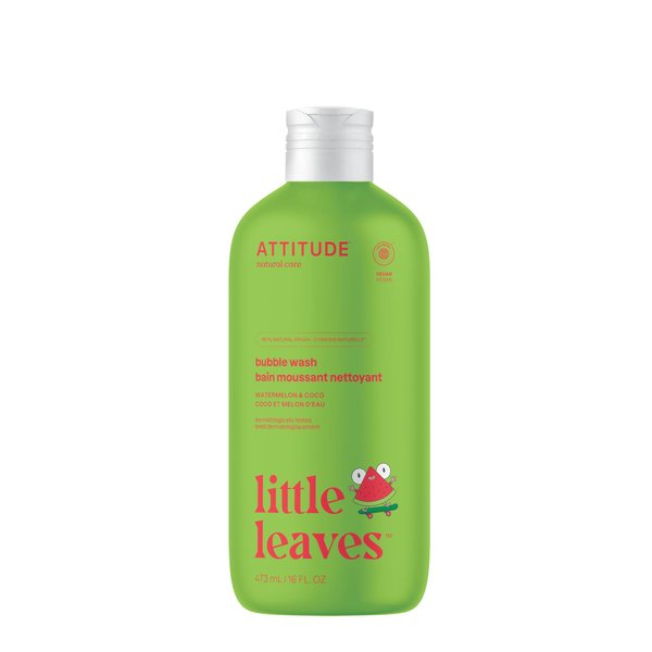 ATTITUDE Bubble Wash for Kids, EWG Verified Bubble Bath, Hair Shampoo and Body Soap, Dermatologically Tested, Plant- and Mineral-Based, Vegan, Watermelon & Coco, 16 Fl Oz