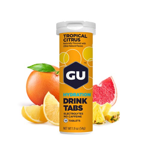 GU Energy Hydration Electrolyte Drink Tablets, Enhanced Endurance Sports Drink for Running, Cycling, Triathlon, 4-Count(48 Servings), Tropical Citrus