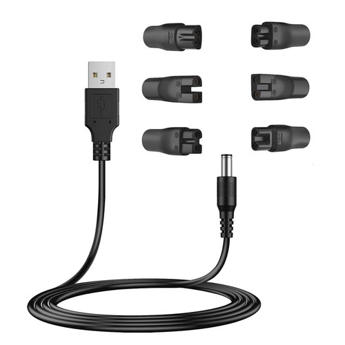 Aliwisdom Universal Replacement Charger USB for Various Brands Electric Hairdressers/Electric Dog Clippers/Electric Shavers/Hair Clippers/Razor, Compatible Voltage 3.7V - 5V with 6 Adapter Plug