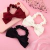 CustomyLife 3pcs Silk Bow Scrunchies Black Red White Bowknot Hair Ties Ropes Elastic Bands Ponytail Holder Wedding Bachelorette Party Halloween Christmas Accessories for Thick Long Hair Women Teen