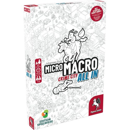 MicroMacro: Crime City 3: All in – Board Game by Pegasus Spiele - 1-4 Players – Board Games for Family – 15-45 Minutes of Gameplay – Games for Game Night – Teens and Adults Ages 14+ - English Version