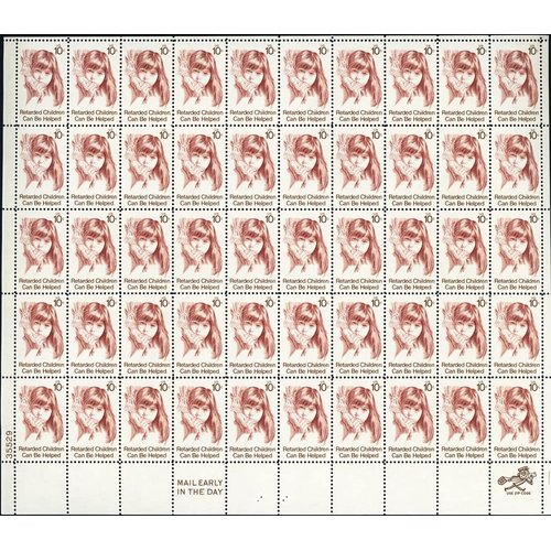 "Retarded Child" Full Sheet of 50 X 10 Cent Us Postage Stamps Scot #1549