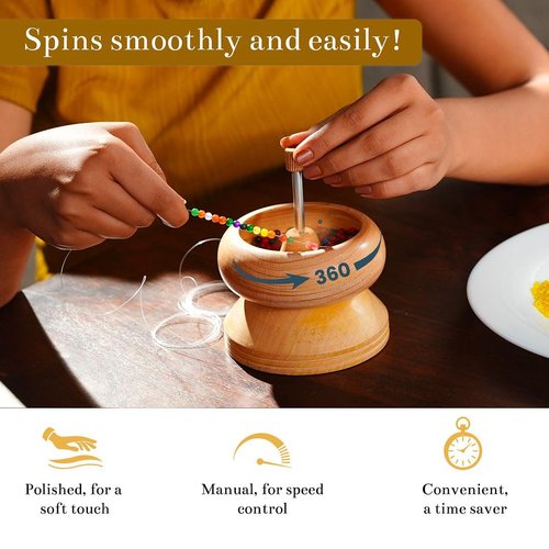 Shop LC Seed Bead Spinner with Big Eye Beading Needle, Clay Bead Spinner Kit Waist Beads Kit for Jewelry Making Bracelet Maker Stringing Pinewood Wooden Crafting Gifts