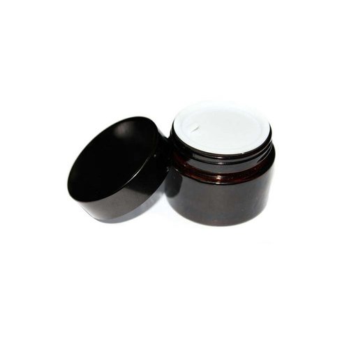 2PCS 100ML Amber Glass Empty Refillable Sample Bottle Cosmetic Face Cream Jar Pot Bottle Container Holder Case with Black Screw Cap Lid and Liners (100ml)