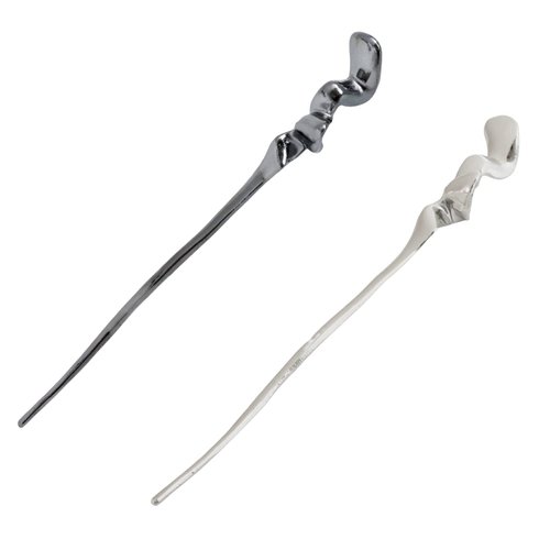 yueton 2PCS Wave Alloy Hair Sticks Fashion Metal Hair Chopsticks Hair Forks Hairpins Hair Pins Chignon Pins Long Hair Decorations Hair Styling Pins for Buns, with a Gift Box