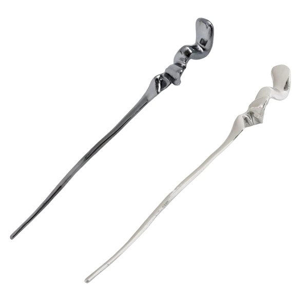 yueton 2PCS Wave Alloy Hair Sticks Fashion Metal Hair Chopsticks Hair Forks Hairpins Hair Pins Chignon Pins Long Hair Decorations Hair Styling Pins for Buns, with a Gift Box