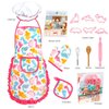 14Pcs Kids Apron Chef Hat Girls Cooking and Baking Set, Toddler Dress Up Kitchen Role Play Toys for 3 4 5 6 7 Years Old Gift(Dinosaur)