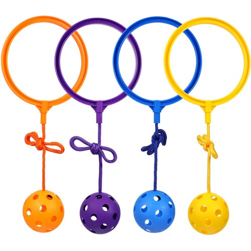 Kisangel 4 Pcs Ankle Jump Ball Skip Jump Rope Kids Ankle Skip Ball Jumping Ring for Kids Fitness Game