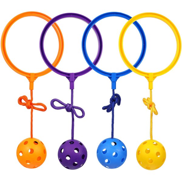 Kisangel 4 Pcs Ankle Jump Ball Skip Jump Rope Kids Ankle Skip Ball Jumping Ring for Kids Fitness Game