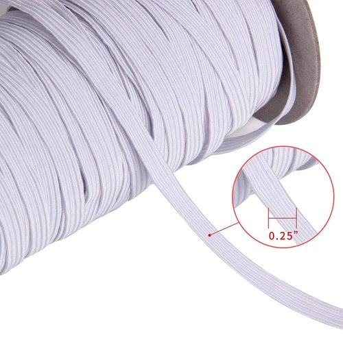 70-Yards Length 1/4" Width White Braided Elastic Cord/Elastic