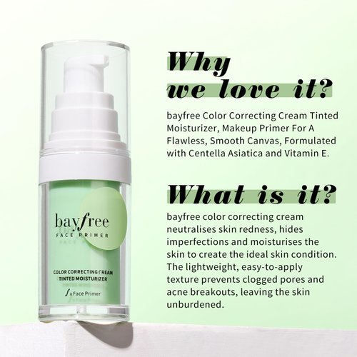 bayfree Color Correcting Cream Tinted Moisturizer, Makeup Primer for A Flawless, Smooth Canvas, Formulated with Centella Asiatica and Vitamin E