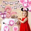 Wekayli Minnie 3rd Birthday Party Supplies Minnie 3 Year Old Girls Birthday Party Decorations Minnie 3rd Birthday Cake Cupcake Toppers Number 3 Foil Balloon Banner Minnie Birthday Decorations