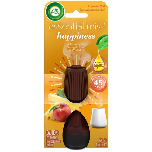Air Wick Essential Mist Refill, 1 ct, Happiness, Essential Oils Diffuser, Air Freshener, Aroma