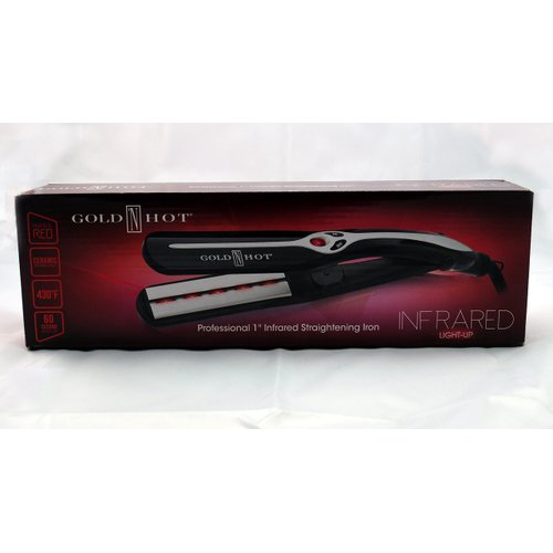 Gold 'n Hot Professional Far Infrared Light-Up Ceramic Straightening Iron, 1 Inch, 1.055 Ounce