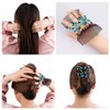JINBUYAO 4pcs Magic Hair Side Combs for Women Stretch Double Clips Thick Hair Clip Combs Popular Hairstyles Deft Bun Maker Hair Accessories(Rhinestone Flower)