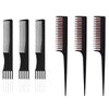 6 Pcs Hair Teasing Comb Set Includes Black Carbon Lift Teasing Combs with Metal Prong, Triple Pin Rat Tail Comb for Parting Hair,Adds Volume To Fine, Medium, And Thinning Hair for Women and Men