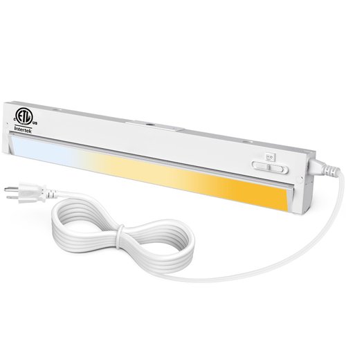 GOOVER Under Cabinet Lights Dimmable,with Removable AC Cord Hardwired&Plug-in Installation,3 Color Warm/Neutral/Cool White,Multi-Angle Illumination ETL Certified