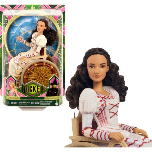 Mattel Universal Wicked Nessarose Fashion Doll & Accessories, Including Wheelchair, with Brown Curly Hair, Poseable & Removable Ballroom Look