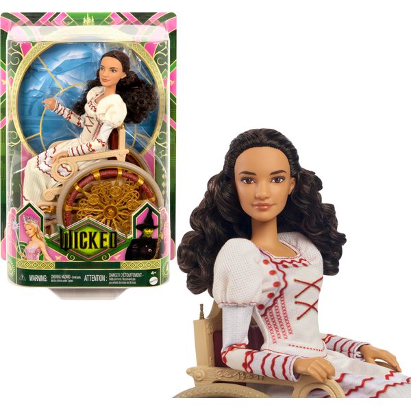 Mattel Universal Wicked Nessarose Fashion Doll & Accessories, Including Wheelchair, with Brown Curly Hair, Poseable & Removable Ballroom Look
