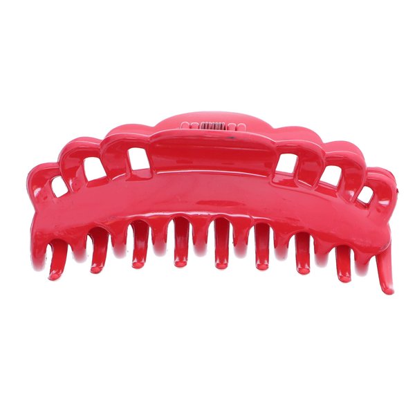 4 Inch Scalloped Jaw Clip With Holes-Red