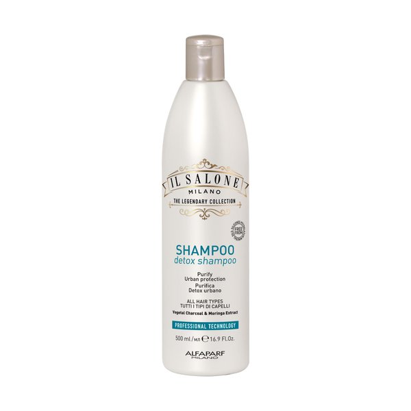 Il Salone Milano Detox Shampoo for All Hair Types - Clarifying Shampoo with Charcoal Powder - Scalp Cleanser to Detox - Restores Broken Bonds & Adds Softness - Professional Haircare (16.9 oz / 500 ml)