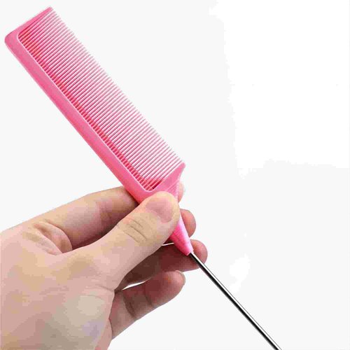 Generic 1 Pack Rat Tail Comb Steel Pin Rat Tail Carbon with Stainless Steel Pintail (Pink)