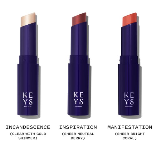 Keys Soulcare Soulful Kiss Tinted Lip Balm Set with Avocado Oil, Moisturizes & Softens, Sheer Color, Silky Formula, Cruelty-Free, 3-Pack, 0.1 Oz