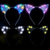 Juexica 4 Pcs Lace Light up Cat Ears Headband LED Lace Cat Ears Headband Hair Accessories for Women Christmas Fancy Dress Cosplay Party Favors