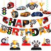 LARRAZABAL Race Car Birthday Party Decorations, Race Car Party Decorations Include Race Car Banner, Race Car Hanging Swirls and Honeycomb Centerpieces, Race Car Birthday Party Supplies