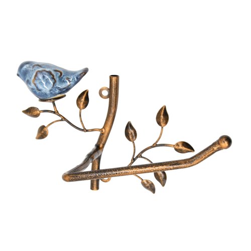 Owlgift Wall Mounted Metal Toilet Tissue Holder w/Ceramic Bird, Roll Organizer for Bathroom - Bronze
