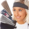 Hipsy Adjustable Cute Fashion Sports Headbands Xflex Wide Hairband for Women Girls & Teens (5pk Navy/Grey/Floral/Taupe/Charcoal Xflex)