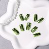 SXVME Neon Green Chrome Press on Nails Medium Square,Mirror Effect Metallic Nails Press ons,Cute Gel Glue on Nails Short Coffin,Flashy Stick on Nails for Women,Thick False Nails for Home DIY in 24 PCS