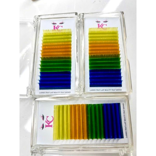 KC Lashes. Individual. D Curl 0.07 thickness 14mm. Pair of False Eyelashes Mixed Color Eyelashes Cosplay Party False Eyelashes Halloween And Christmas Colored False Eyelashes