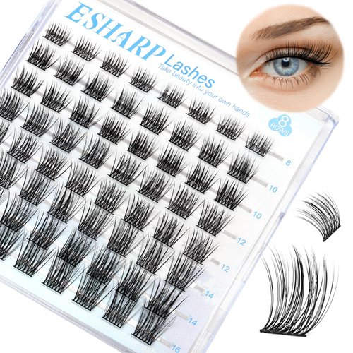 Lash Clusters Wispy Cluster Eyelash Extensions 8-16mm Portable Individual Lashes C Curl DIY Lash Extension Lightweight & Comfortable Natural Looking by ESHARP