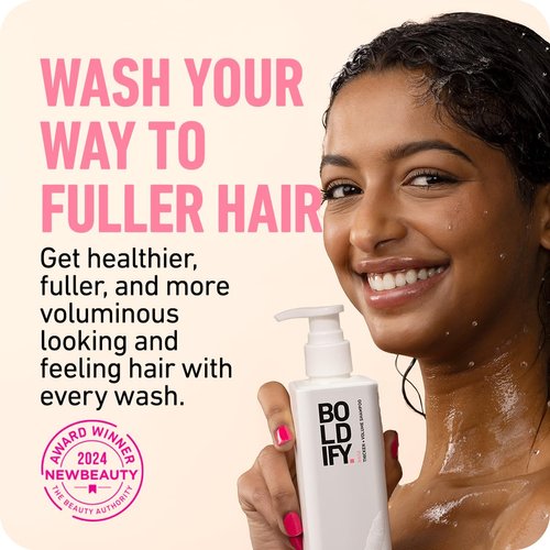 Boldify Thickening Shampoo - Rice Water Shampoo for Hair Growth, Thinning Hair & Oily Hair and Volumizing Shampoo for fine Hair, Weightlessly Removes Excess Oil - 8oz