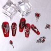 22 PCS Halloween Nail Charms 3D Alloy Nail Art Charms 3D Black Red Rhinestones Nail Supplies Skeleton Star Heart Spider Gems Cross Design for Manicure Craft DIY Nail Art Decorations Accessories