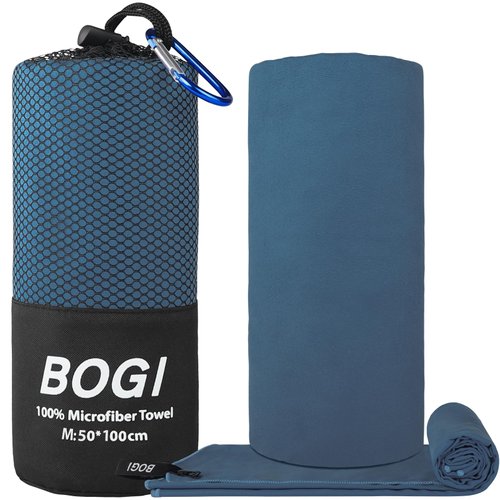 BOGI Microfiber Travel Sports Towel-Quick Dry Towel, Soft Lightweight Microfiber Camping Towel Absorbent Compact Travel Towel for Camping Gym Beach Bath Yoga Swimming Backpacking (M:40''x20''-Nblue)