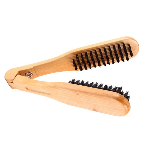 Chazcool Double Sided Bristle Hair Brush, Clamp Hair Brush Use for Smoothing and Straight Hair Styles, Wooden Hair Straightening Brush
