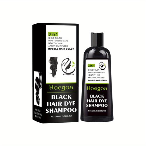 DWENGWUN Black Hair Dye Shampoo for Gray Hair, 3 in 1 Herbal Hair Shampoo for Women and Men, Hair Color Shampoo, for Gray Hair Coverage, Natural Hair Dye Shampoo (Black/1Pcs)