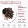 Ponytail Extension, 9 Inch Loose Short Curly Pony Tails Hair Extensions, Wavy Ponytail Hairpieces for Women (Light Brown Mixed Blonde)