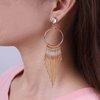 Sttiafay Boho Circle Bar Drop Earrings Hollow Circle Dangle Earrings Gold Chain Tassel Earrings Long Metal Tassel Earrings Jewelry for Women
