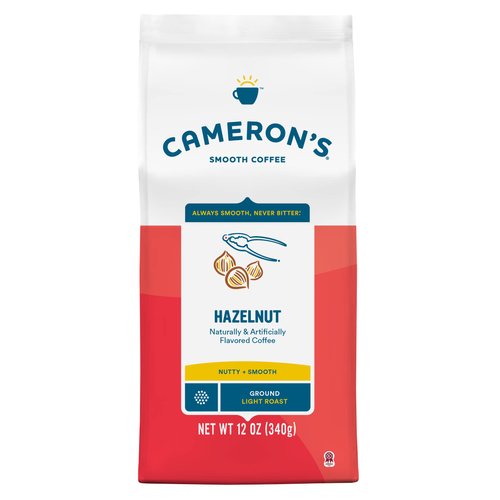 Cameron's Coffee Roasted Ground Coffee Bag, Flavored, Hazelnut, 12 Ounce