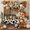 141pcs Western Cowboy Balloon Garland Arch Kit, Brown Light Brown Nude Sand White Cow Print Balloons for Farm Western Cowboy Baby Shower Birthday Party Decorations