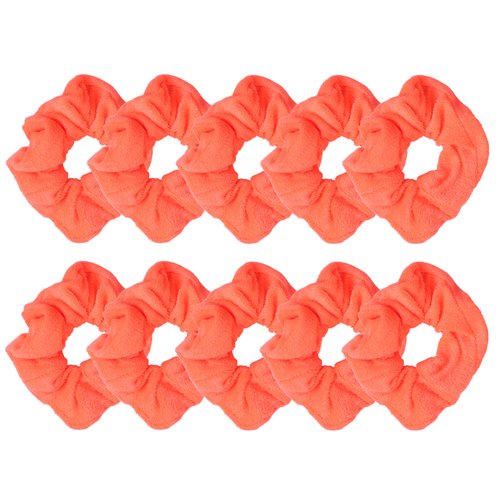 Neon Orange Terry Scrunchies Hair Tie 10 Pack