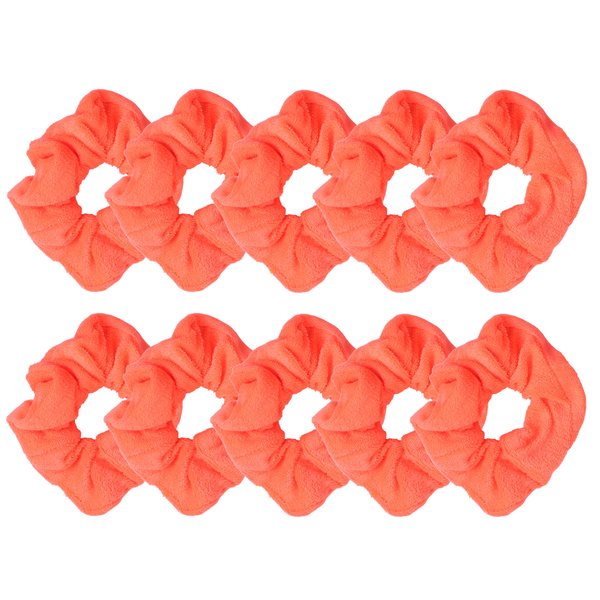 Neon Orange Terry Scrunchies Hair Tie 10 Pack