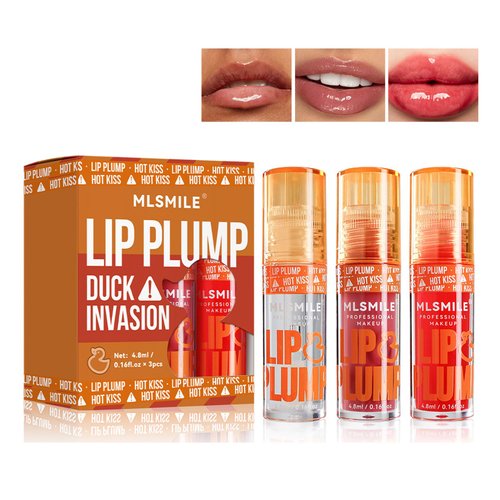 gcdat 3 Colors Lip Plumping Booster, Lip Plumper Gloss, High Pigment Plumping Lip Gloss with Spicy Ginger, Vegan Lip Makeup, 4.8ml Each (Set A, 3 PCS)