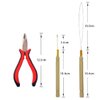Hair Extensions Tool Kit I-tip Hair Extension Pliers Pulling Hook Bead Device Tool Kits and 500 Pcs 5 mm Micro Links Rings Beads (Dark Blonde)