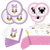 Party Tableware For Minnie Mouse,16 pcs Paper Plates (8pcs 9 inch and 8pcs 7inch)-20 Napkin and Table Cloth 86” x 52”,Girl Minnie Birthday Party Decorate Supplies